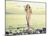 Beautiful Sexy Blonde Stands on the Seashore at Sunrise-George Mayer-Mounted Photographic Print