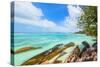 Beautiful Seychelles Tropical Shore with Granite Rocks, La Digue Island-Jakub Gojda-Stretched Canvas