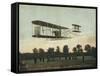 Beautiful Shot of Wilbur Wright Making a Demonstration Flight at Auvours-null-Framed Stretched Canvas