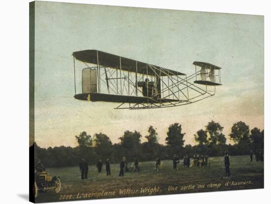 Beautiful Shot of Wilbur Wright Making a Demonstration Flight at Auvours-null-Stretched Canvas