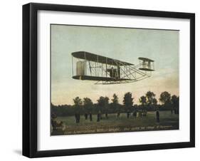 Beautiful Shot of Wilbur Wright Making a Demonstration Flight at Auvours-null-Framed Photographic Print