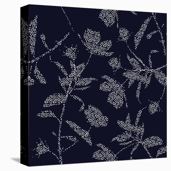 Beautiful Silhouette of Garden Floral Botanical Fill in with Hand Drawing Polka Dots in White Moder-MSNTY-Stretched Canvas