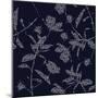 Beautiful Silhouette of Garden Floral Botanical Fill in with Hand Drawing Polka Dots in White Moder-MSNTY-Mounted Art Print