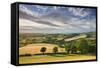 Beautiful Sky Above Summer Countryside, Raddon Hill, Crediton, Devon, England. Summer-Adam Burton-Framed Stretched Canvas