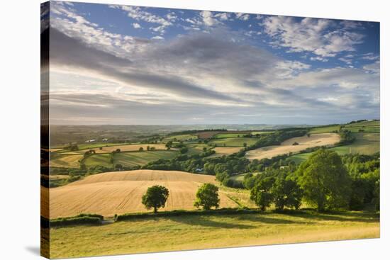 Beautiful Sky Above Summer Countryside, Raddon Hill, Crediton, Devon, England. Summer-Adam Burton-Stretched Canvas