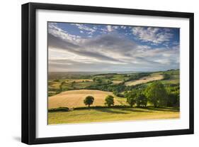 Beautiful Sky Above Summer Countryside, Raddon Hill, Crediton, Devon, England. Summer-Adam Burton-Framed Photographic Print