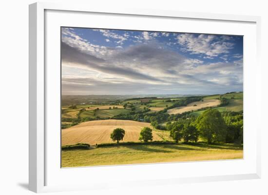 Beautiful Sky Above Summer Countryside, Raddon Hill, Crediton, Devon, England. Summer-Adam Burton-Framed Photographic Print