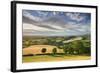 Beautiful Sky Above Summer Countryside, Raddon Hill, Crediton, Devon, England. Summer-Adam Burton-Framed Photographic Print