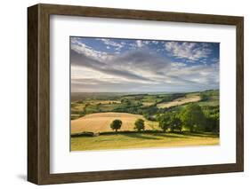 Beautiful Sky Above Summer Countryside, Raddon Hill, Crediton, Devon, England. Summer-Adam Burton-Framed Photographic Print