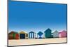 Beautiful Small Bathing Houses on White Sandy Beach at Brighton Beach, Australia-Creativa Images-Mounted Photographic Print