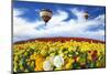 Beautiful Spring Weather, Two Beautiful Big Balloons Flying over the Field. the Huge Field of White-kavram-Mounted Photographic Print