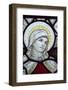 Beautiful Stained Glass Window Detail in 15Th Century Saxon Church Showing Faith-Veneratio-Framed Photographic Print