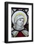 Beautiful Stained Glass Window Detail in 15Th Century Saxon Church Showing Faith-Veneratio-Framed Photographic Print