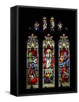 Beautiful Stained Glass Window in 15Th Century Saxon Church Depicting Resurrection of Jesus-Veneratio-Framed Stretched Canvas