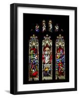Beautiful Stained Glass Window in 15Th Century Saxon Church Depicting Resurrection of Jesus-Veneratio-Framed Photographic Print