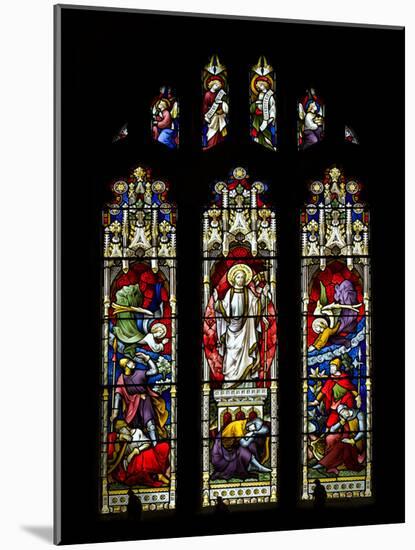 Beautiful Stained Glass Window in 15Th Century Saxon Church Depicting Resurrection of Jesus-Veneratio-Mounted Photographic Print