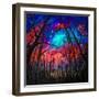 Beautiful Starry Sky Through Trees -Square-Valery Rybakow-Framed Art Print