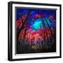 Beautiful Starry Sky Through Trees -Square-Valery Rybakow-Framed Art Print