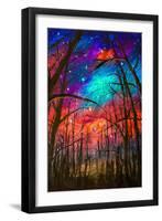 Beautiful Starry Sky Through Trees  -Vertical-Valery Rybakow-Framed Art Print