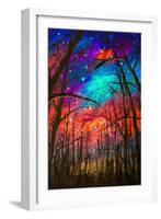 Beautiful Starry Sky Through Trees  -Vertical-Valery Rybakow-Framed Art Print