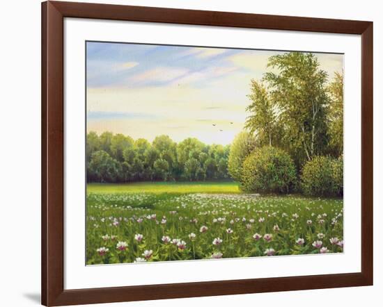 Beautiful Summer Landscape, Canvas, Oil-balaikin2009-Framed Art Print