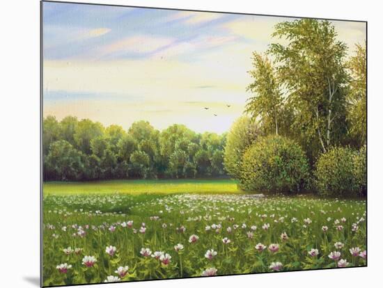 Beautiful Summer Landscape, Canvas, Oil-balaikin2009-Mounted Art Print