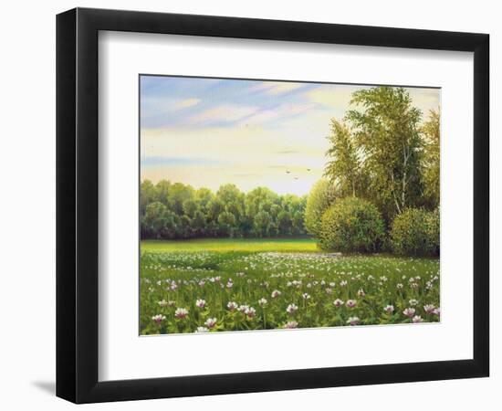 Beautiful Summer Landscape, Canvas, Oil-balaikin2009-Framed Art Print