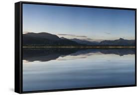 Beautiful Summer Panoramic View from Porthmadog Cob towards Snowdonia Mountains-Veneratio-Framed Stretched Canvas