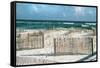 Beautiful Sunny Day with Big Waves and Puffy Clouds at White Sand Beach-forestpath-Framed Stretched Canvas