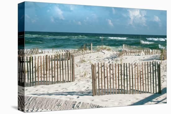 Beautiful Sunny Day with Big Waves and Puffy Clouds at White Sand Beach-forestpath-Stretched Canvas