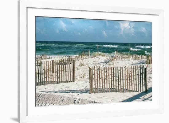 Beautiful Sunny Day with Big Waves and Puffy Clouds at White Sand Beach-forestpath-Framed Photographic Print