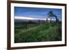 Beautiful Sunrise Dawn Landscape of Hills Overlooking Brightly Lit Town in Valley Below-Veneratio-Framed Photographic Print