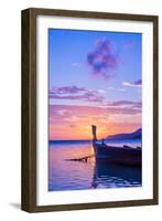 Beautiful Sunrise in Rawai Phuket Island Thailand with Long Tailed Boat Ruea Hang Yao-Remy Musser-Framed Photographic Print