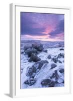 Beautiful Sunrise over a Frozen Snow Covered Moorland-Adam Burton-Framed Photographic Print