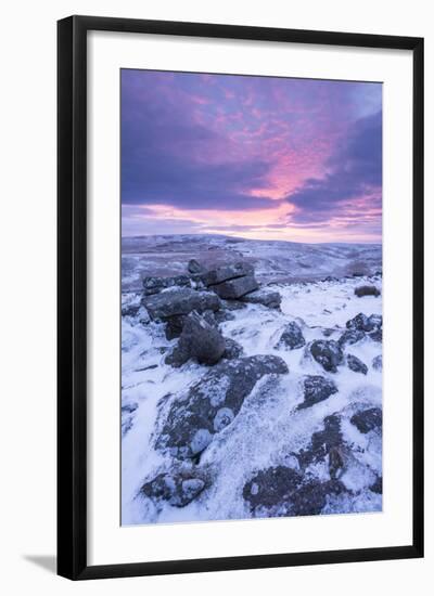 Beautiful Sunrise over a Frozen Snow Covered Moorland-Adam Burton-Framed Photographic Print