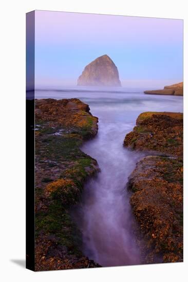 Beautiful Sunrise over Haystack Rock, Cape Kiwanda, Oregon Coast, Pacific Ocean, Pacific Northwest-Craig Tuttle-Stretched Canvas