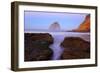 Beautiful Sunrise over Haystack Rock, Cape Kiwanda, Oregon Coast, Pacific Ocean, Pacific Northwest-Craig Tuttle-Framed Photographic Print