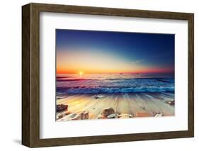 Beautiful Sunrise over the Horizon,-Valentin Valkov-Framed Photographic Print