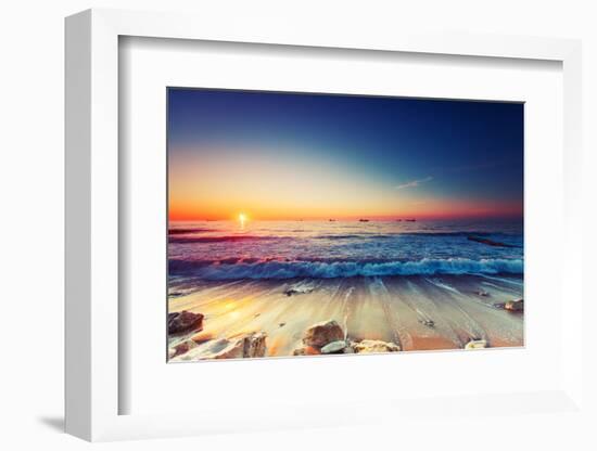 Beautiful Sunrise over the Horizon,-Valentin Valkov-Framed Photographic Print