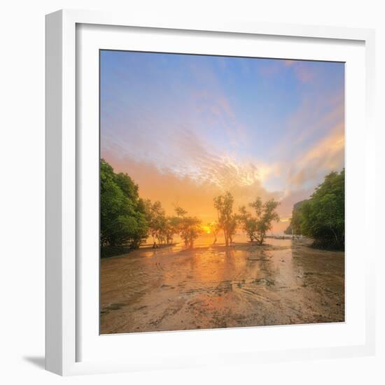 Beautiful Sunrise over the Tropical Beach, Thailand. Vacation and Background Concept-Hanna Slavinska-Framed Photographic Print