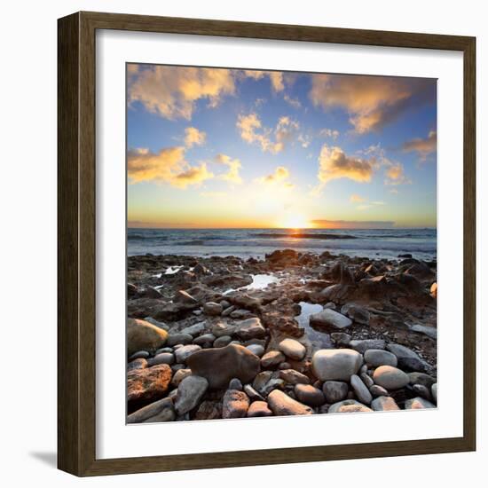 Beautiful Sunset at Atlantic Ocean. Tenerife, Canary Islands-Roman Sigaev-Framed Photographic Print