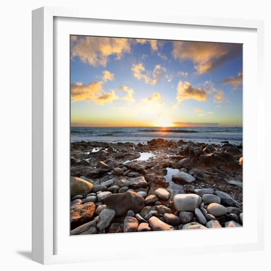 Beautiful Sunset at Atlantic Ocean. Tenerife, Canary Islands-Roman Sigaev-Framed Photographic Print