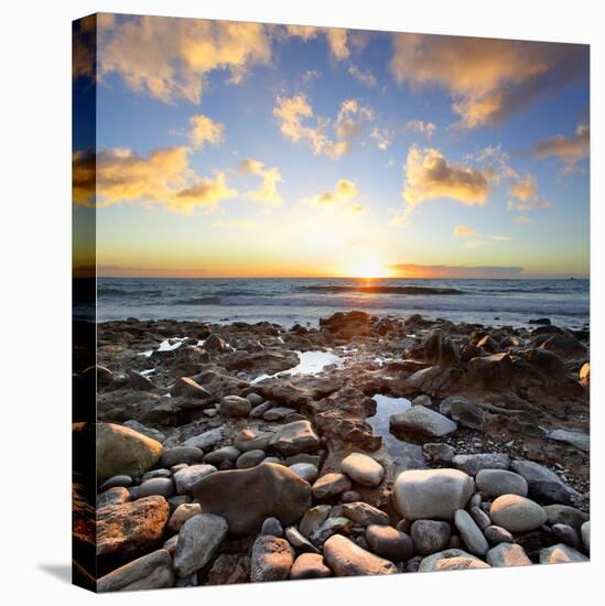 Beautiful Sunset at Atlantic Ocean. Tenerife, Canary Islands-Roman Sigaev-Stretched Canvas