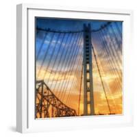 Beautiful Sunset Crossing Bay Bridge, Oakland-Vincent James-Framed Photographic Print