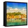 Beautiful Sunset in Portofino Village on Ligurian Coast, Italy-LiliGraphie-Framed Stretched Canvas