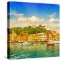 Beautiful Sunset in Portofino Village on Ligurian Coast, Italy-LiliGraphie-Stretched Canvas