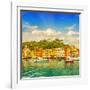 Beautiful Sunset in Portofino Village on Ligurian Coast, Italy-LiliGraphie-Framed Photographic Print