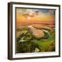 Beautiful Sunset over Czech Valley Reservoir in the Litice Suburban District of Pilsen. Aerial View-Kletr-Framed Photographic Print