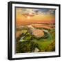 Beautiful Sunset over Czech Valley Reservoir in the Litice Suburban District of Pilsen. Aerial View-Kletr-Framed Photographic Print