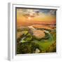 Beautiful Sunset over Czech Valley Reservoir in the Litice Suburban District of Pilsen. Aerial View-Kletr-Framed Photographic Print